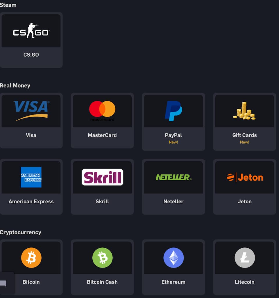 payment options on csgoempire