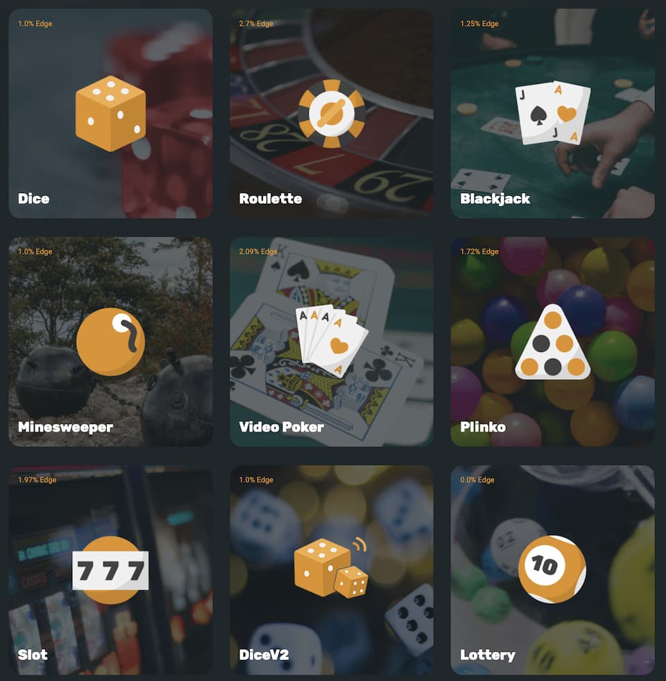 9 casino games available at Crypto.Games casino