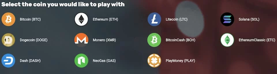 cryptocurrencies available to play at Crypto.Games Casino